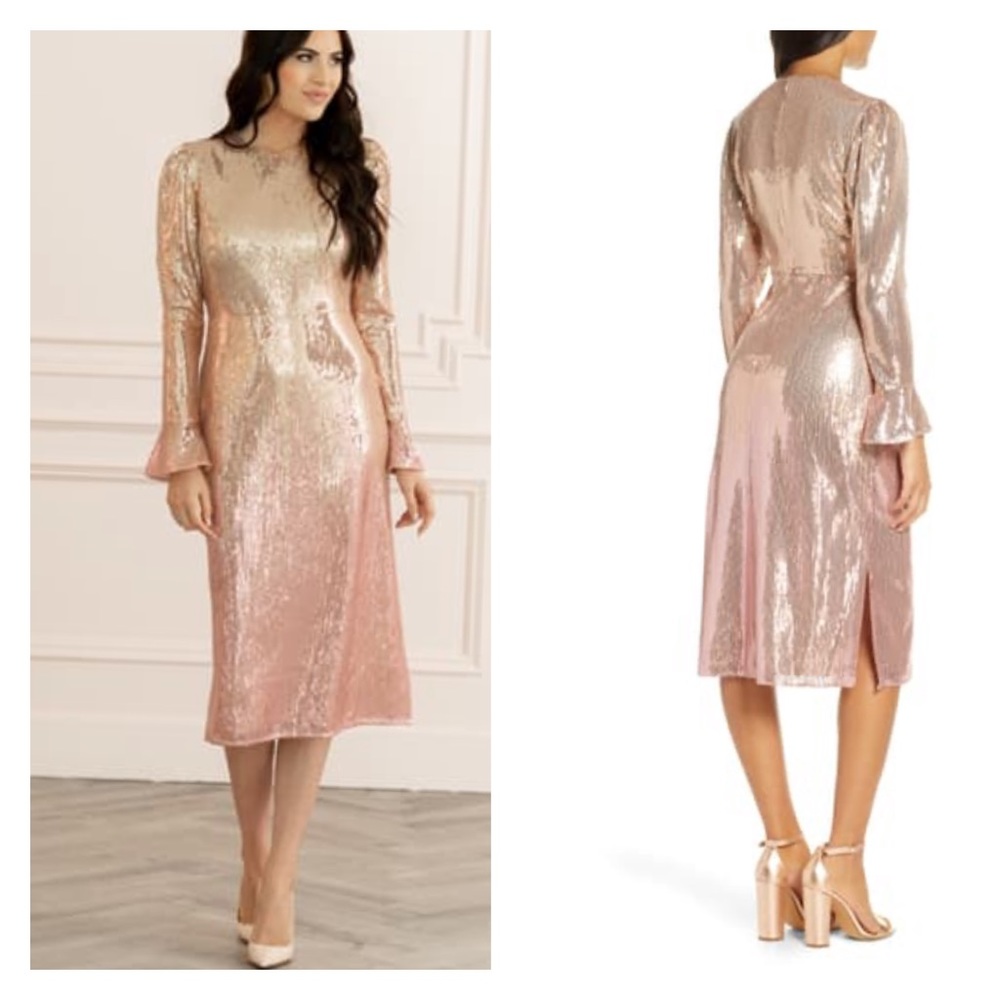 RACHELL PARCELL Pink Bride Ombré Sequin Dress NWT